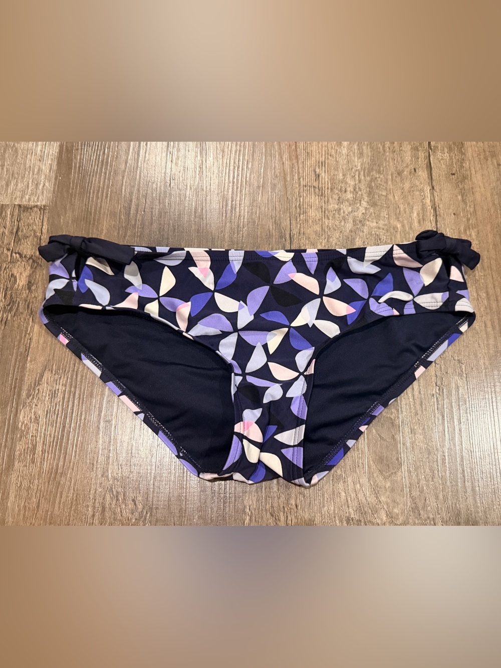 kate spade Navy Bikini Briefs with Purple Pink and Cream Petal Print